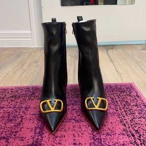Valentino black leather ankle boots